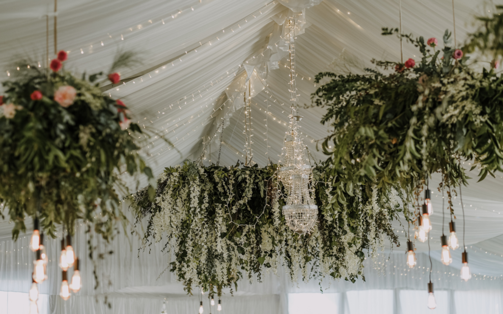 ceiling light fixtures and decoration for wedding reception