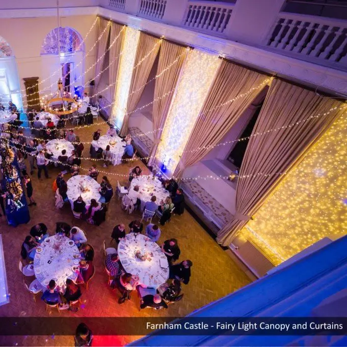 Farnham Castle Fairy Light Canopy and Curtains cropped