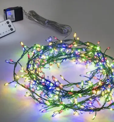 Green wire cluster lights multi coloured