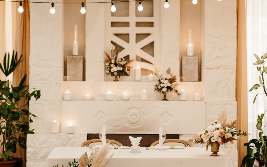 romantic candle lit weeding reception