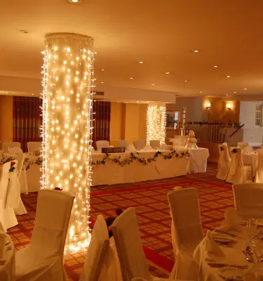 Wedding lights around a column