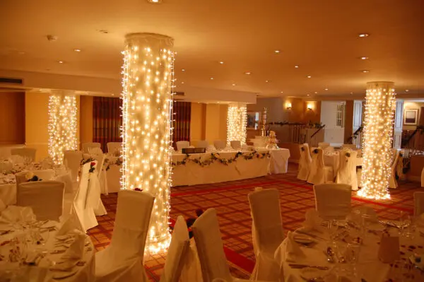 Wedding lights around a column