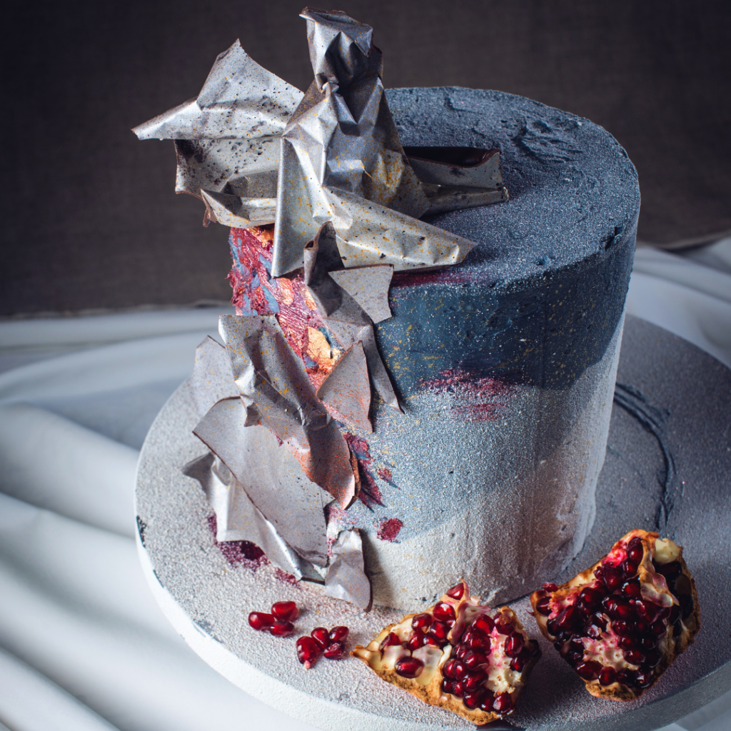 metallic wedding cake