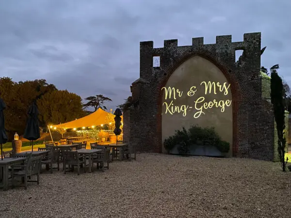 Light projection for Mr and Mrs wedding