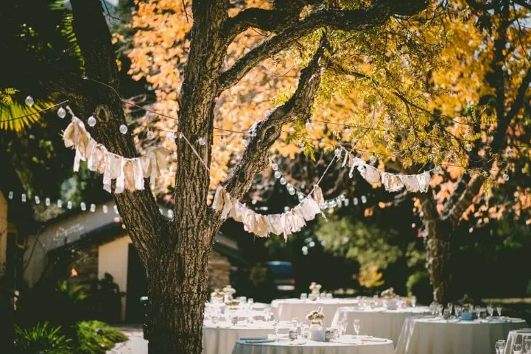 Wedding decoration outside bunting