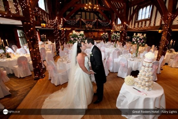 Fairy light wedding lights at Great Fosters Hotel