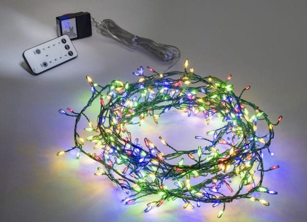 Green wire cluster lights multi coloured