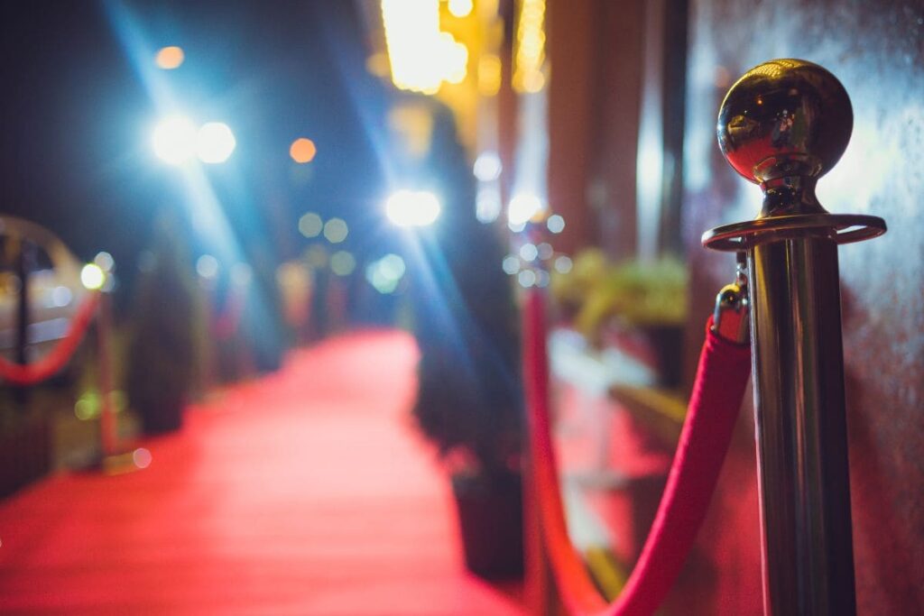 Red Carpet out of focus and red carpet ropes