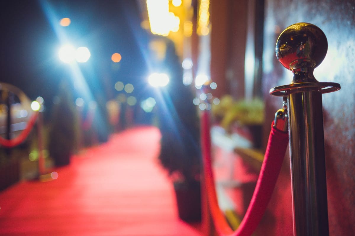 Red Carpet out of focus and red carpet ropes