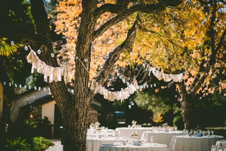 Wedding decoration outside bunting